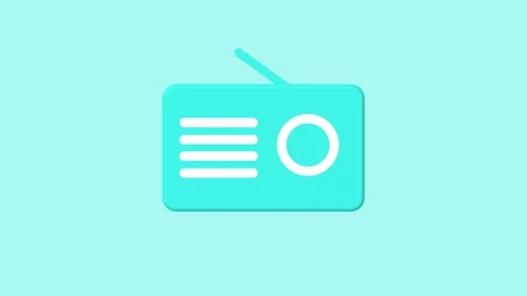 Radio icon animation with turquoise light. Radio icon digital 3d audio symb.. Vídeos de archivo 337616881