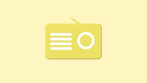 Radio icon animation with yellow light. Radio icon digital 3d audio symbol... Vídeos de archivo 337616884