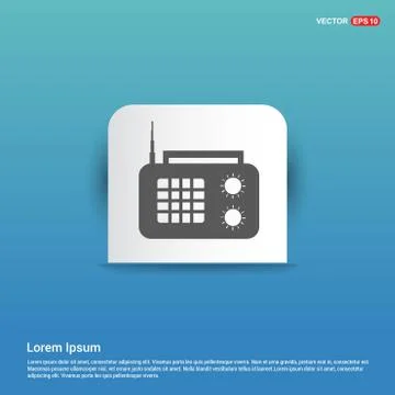 Radio Icon - Blue Sticker button Stock Illustration