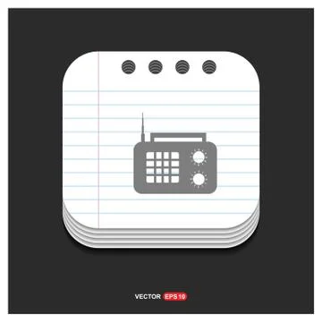 Radio icon Gray icon on Notepad Style template Vector EPS 10 Free Icon Stock Illustration