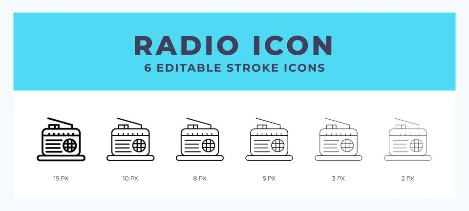 Radio icon. Regular line. Thin line. Bold line. Vector illustration. Stock Illustration
