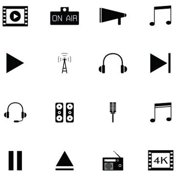 Radio icon set Illustrazione stock