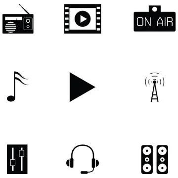 Radio icon set Illustrazione stock