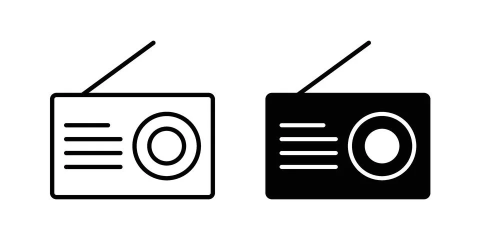 Radio icon silhouette vector set. thin line pack Stockillustratie