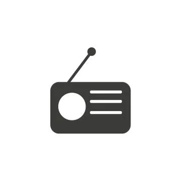 Radio icon vector, Old retro Receiver waves, tuner sign Isolated on white Stock Illustration