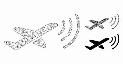 Radio Intelligence Airplane Vector Mesh Wire Frame Model and Triangle Mosaic Stock Illustration