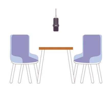 Radio interview studio recording room 2D cartoon object Stock Illustration