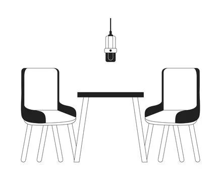 Radio interview studio recording room black and white 2D cartoon object Stock Illustration