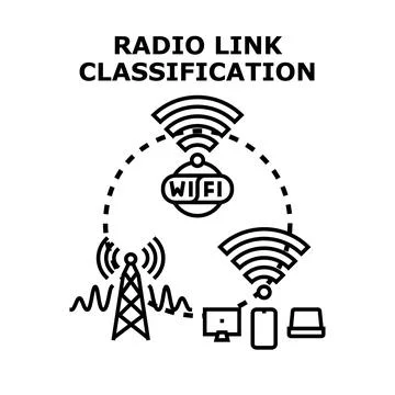 Radio link classification transmitting wireless technology signals Stock Illustration