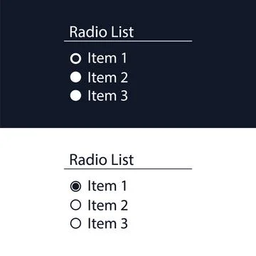 Radio list is an HTML element of the website template. User interface for the Stock Illustration