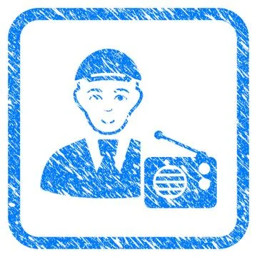 Radio Listener Framed Stamp Stock Illustration