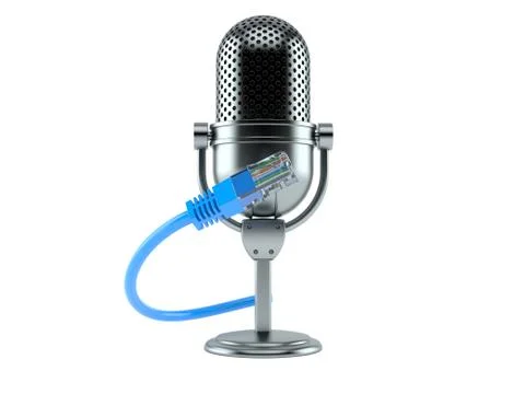Radio microphone with network cable Stock Illustration