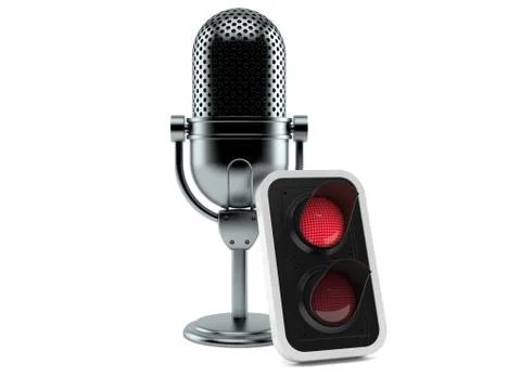 Radio microphone with red traffic light Stock Illustration