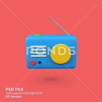 Radio music isolated 3d render icon illustration PSD Template