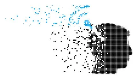 Radio Neural Interface Broken Pixel Icon Illustration
