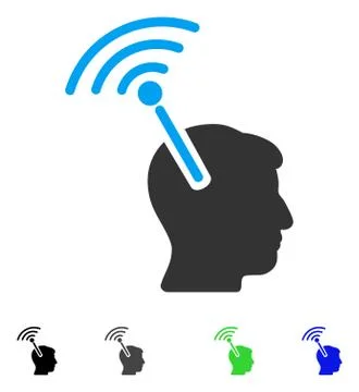 Radio Neural Interface Flat Icon Stock Illustration