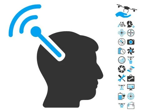 Radio Neural Interface Icon With Copter Tools Bonus Stock Illustration