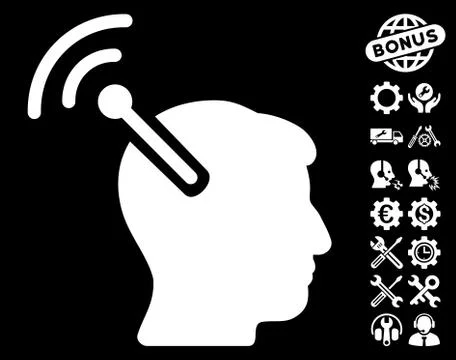 Radio Neural Interface Vector Icon With Tools Bonus Stock Illustration
