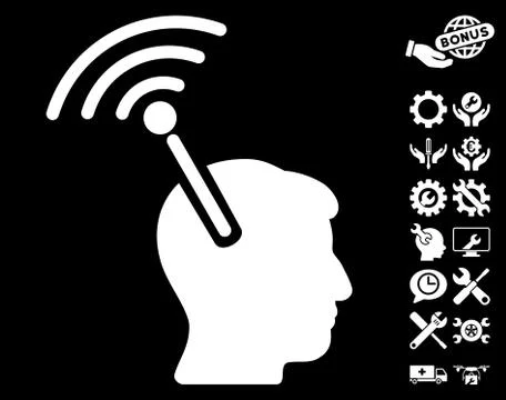 Radio Neural Interface Vector Icon With Tools Bonus Stock Illustration