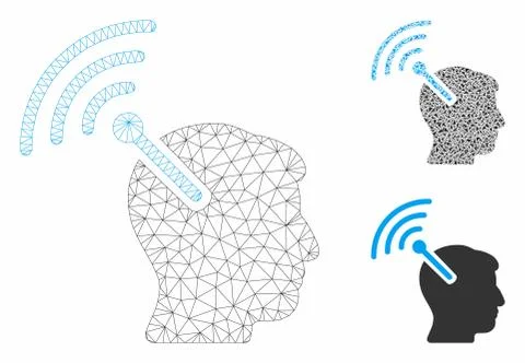 Radio Neural Interface Vector Mesh 2D Model and Triangle Mosaic Icon Stock Illustration