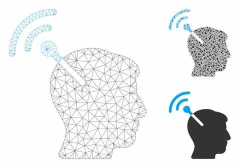 Radio Neural Interface Vector Mesh 2D Model and Triangle Mosaic Icon Stock Illustration