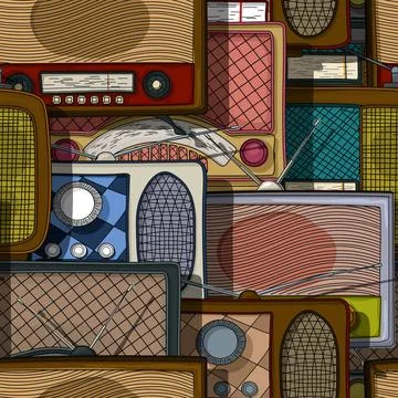 Radio pattern Seamless pattern design with vintage radio Copyright: xZoona... Stock Photos