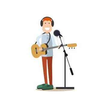Radio people vector illustration in flat style Stock Illustration