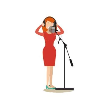 Radio people vector illustration in flat style Stock Illustration