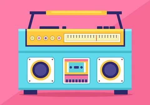 Radio Player for Record, Talk Show, Interviews Celebrity and Listening to Mus Illustration