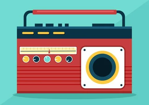 Radio Player for Record, Talk Show, Interviews Celebrity and Listening to Mus Illustration