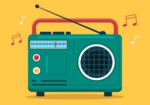 Radio Player for Record, Talk Show, Interviews Celebrity and Listening to Mus Illustration