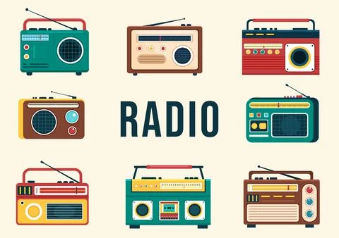 Radio Player for Record, Talk Show, Interviews Celebrity and Listening to Mus Illustration
