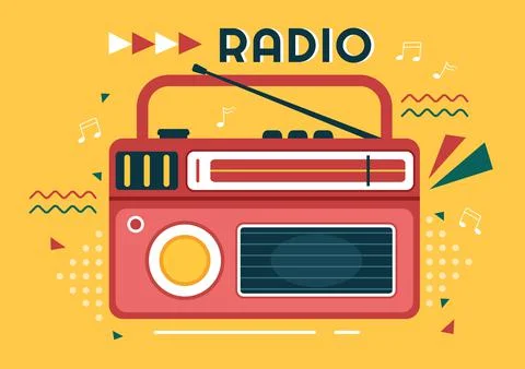 Radio Player for Record, Talk Show, Interviews Celebrity and Listening to Mus Illustration