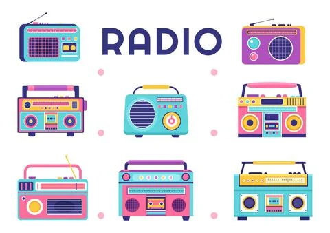 Radio Player for Record, Talk Show, Interviews Celebrity and Listening to Mus Illustration