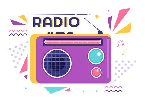 Radio Player for Record, Talk Show, Interviews Celebrity and Listening to Mus Illustration