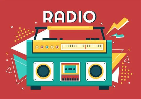 Radio Player for Record, Talk Show, Interviews Celebrity and Listening to Mus Illustration