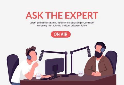 Radio podcast banner flat vector template Illustrazione stock