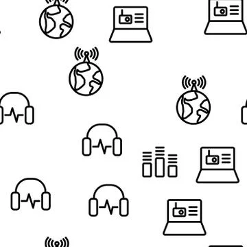 Radio Program Vector Seamless Pattern イラスト素材