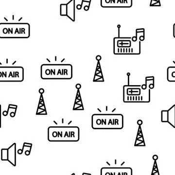 Radio Program Vector Seamless Pattern 스톡 일러스트