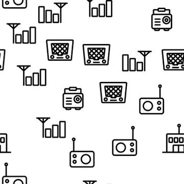 Radio Program Vector Seamless Pattern Stock Illustration
