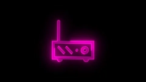 Radio receiver stroke icon glowing neon animation Stock Footage 289465451