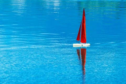 Radio remote control rc sailing yacht boat simulation model Stock Photos