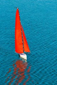 Radio remote control rc sailing yacht boat simulation model Stock Photos