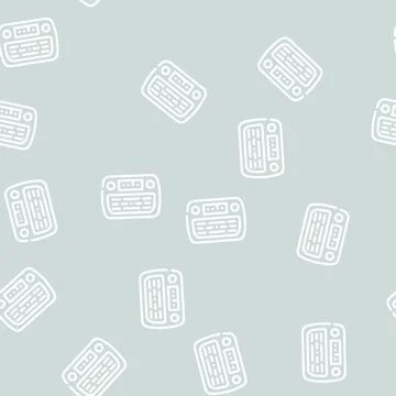Radio retro device line vector seamless pattern Illustrazione stock