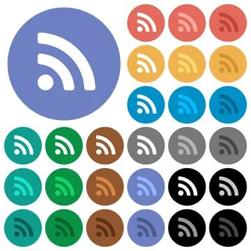 Radio signal round flat multi colored icons Stock Illustration