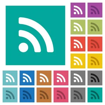 Radio signal square flat multi colored icons Illustration