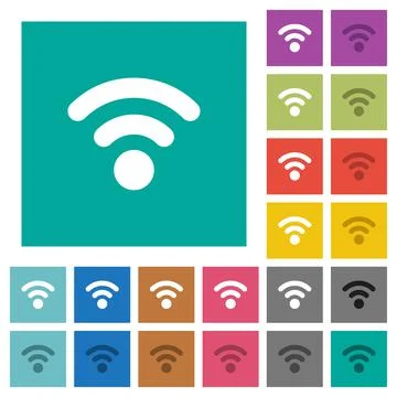 Radio signal square flat multi colored icons Illustration