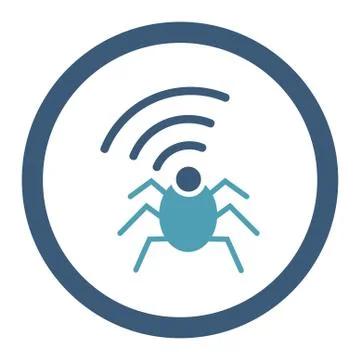 Radio spy bug flat cyan and blue colors rounded vector icon Stockillustratie