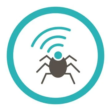 Radio spy bug flat grey and cyan colors rounded vector icon Stockillustratie