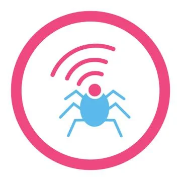 Radio spy bug flat pink and blue colors rounded vector icon Illustrazione stock